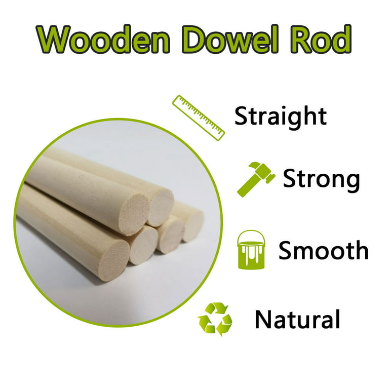 25 PCS Wooden Dowel Rods -1/4×31 InchDowel Rods Unfinished Sticks- For  Woodworking And Make DIY Crafts