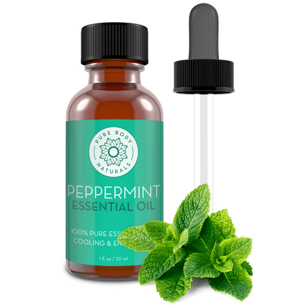 Peppermint Essential Oil, 100% Pure and Undiluted, Therapeutic Grade Aromatherapy Oil for Diffuser, Relaxation, Repel Mice & Mosquitos by Pure Body Naturals, 1 fl.