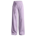 thumbnail image 4 of Tanghaowl Women's Pants, Elegant Pleated Wide Leg Tows Daytime Comfort Fit Women's Casual Bottoms For Everyday Wear With Elastic Waist And BreathableDesign Purple L, 4 of 4