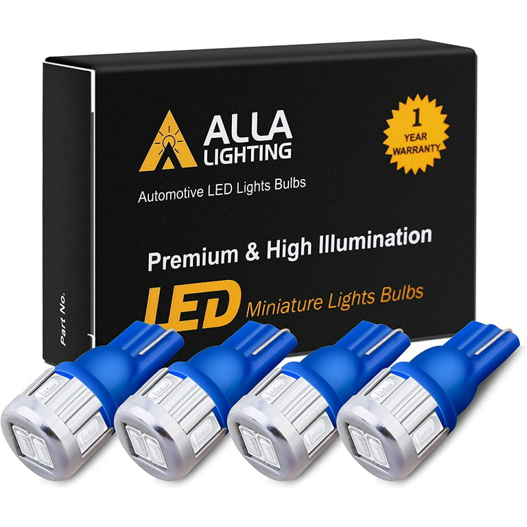 Alla Lighting 4x 194 168 LED Bulbs,10000K Blue 175 161 2825 W5W LL