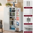 thumbnail image 4 of Walsunny Pantry Food Storage Cabinet 47" Free Standing Craft Cupboard with Doors Adjustable Shelves for Kitchen Entryway Dining Room Bathroom White, 4 of 9