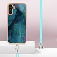 thumbnail image 3 of Case for Samsung Galaxy A14 5G, Adjustable Detachable Crossbody Strap Neck Strap Silicone Bumper Marble Painted TPU Ultra Thin Shockproof Protective Phone Case Cover for Galaxy A14 5G, Green, 3 of 7