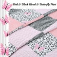 thumbnail image 3 of Cozy Line Home Fashions Emerson Pink Butterfly Patchwork Reversible Cotton Quilt Bedding Set, Twin 2-Piece, 3 of 4