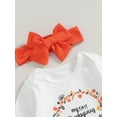 thumbnail image 5 of Wassery Baby Girls 3Pcs Fall Outfits Long Sleeve Letter Wreath Print Romper Tops+ Flared Pants + Headband Set 3 6 12 18 Months Infant Girls Clothes, 5 of 7
