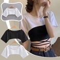 thumbnail image 3 of Women's Solid Color Short Sleeve T-Shirt, One Size, Cotton, White/Black, Casual Summer Wear, 3 of 9