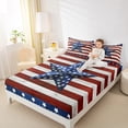 thumbnail image 4 of Homewish Cartoon Blue Stars Twin Sheet Sets for Kids, Red Stripes Line Twin Fitted Sheet, Vintage American Flag Flat Sheet, Super Cozy Room Decor, 3 Pieces, 4 of 7