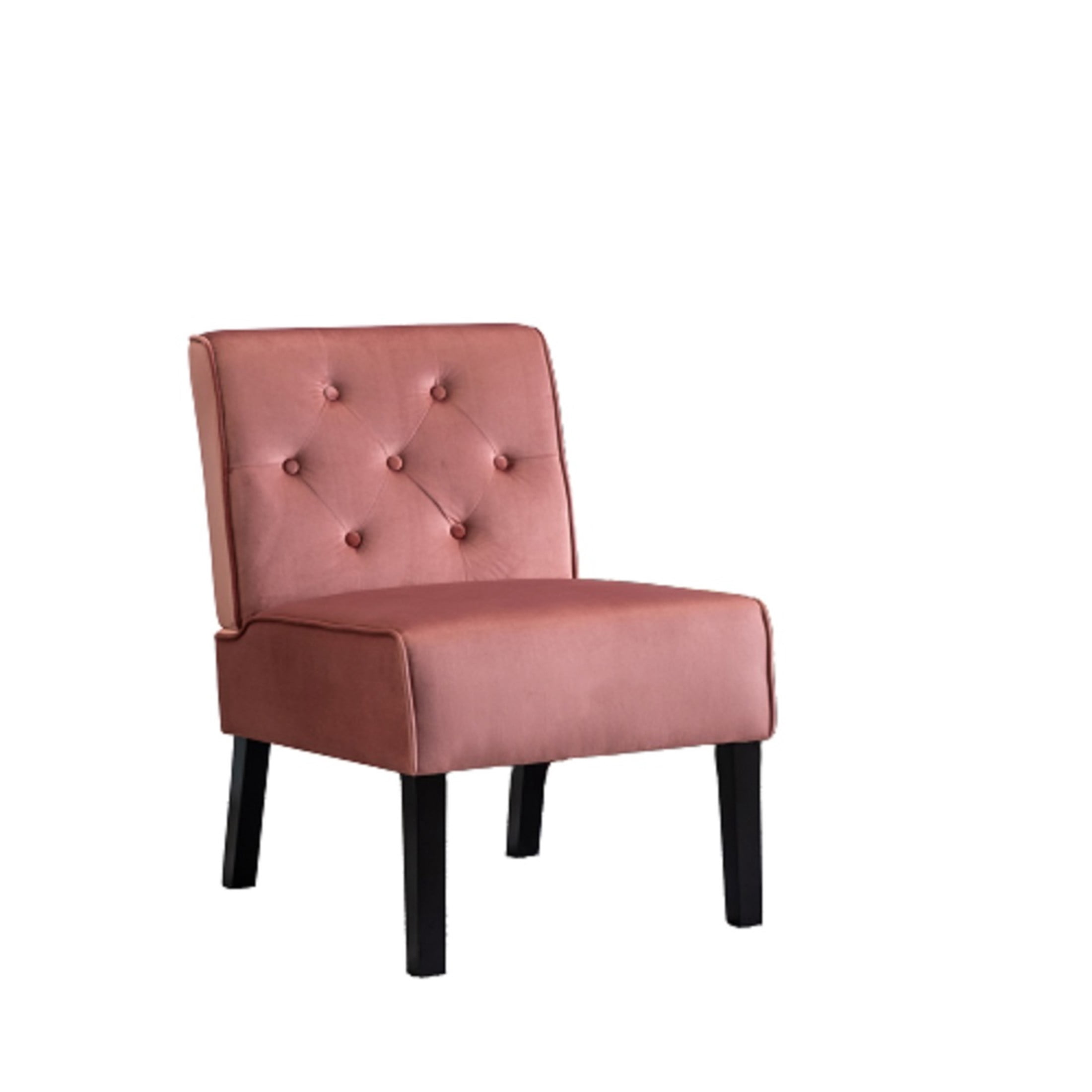 GDF Studio 21" Modern Accent Chairs Set of 2 with Button Tufted Velvet Upholstery, Tapered Wood Legs, Rose
