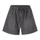 thumbnail image 4 of Pantalones cortos cómodos con cordón y cintura elástica para mujer - Pantalones holgados de color liso con bolsillos - Ropa informal de verano de poliéster, 4 of 6