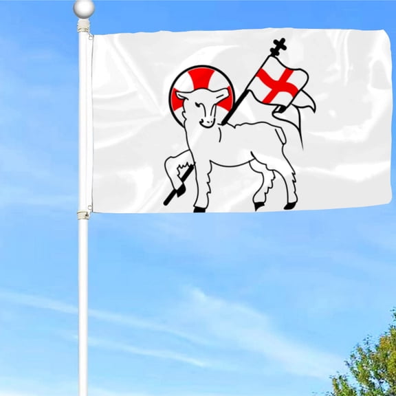 Bayyon Lamb with Cross，Christian, God, Jesus Flag Banner with Grommets 3x5Feet Man cave Decor