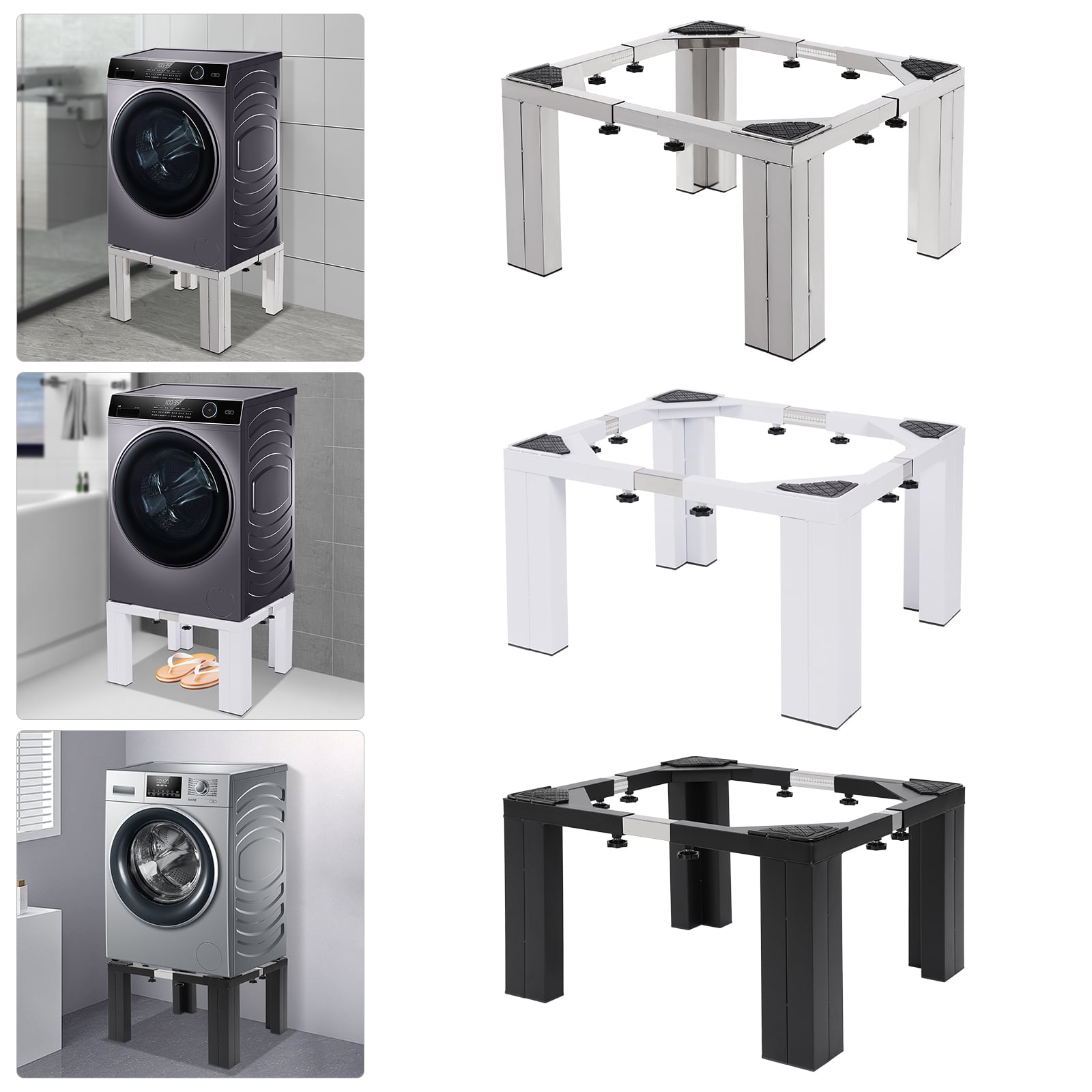 Wildnix Adjustable Washing Machine Stand with Strong Load-bearing Capacity of 1102.31lbs, Anti-slip Pads, 43-66cm Adjustable Width & Height