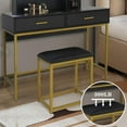 thumbnail image 6 of Ktaxon Vanity Table with 3 Color Lighted Mirror, Makeup Vanity Dressing Table with 10 Lights and 2 Drawers for Women, Dresser Desk Vanity Set for Bedroom, Gold (Black), 6 of 10
