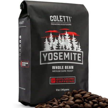COLETTI Yosemite Camping Coffee Roast – Whole Bean Coffee – Dark Roast Coffee with Organic Coffee Beans and 20% more Caffeine – A Strong Camp Coffee