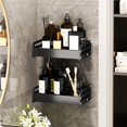 thumbnail image 2 of Billuyoard Estante de almacenamiento para baño montado en la pared Soporte decorativo para baño Organizador de ducha multiusos con pegamento que no deja Juegos de accesorios de baño Negro 25cm Billuyoard HA027036-01, 2 of 6