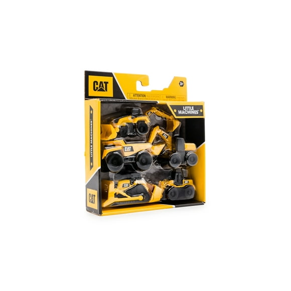 CAT Toy Little Machines Construction Toys 5 Pack Includes 1 each 3.5 Inch Dump Truck, Excavator, Wheel Loader, Bulldozer, and Backhoe