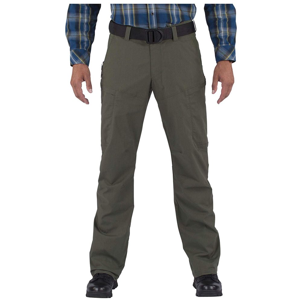5.11 Tactical Apex Cargo Work Pants, Flex-Tac Stretch Fabric, Gusseted, Teflon Finish, TDU Green