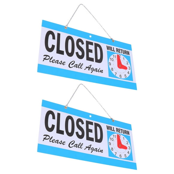 FONDOTIN 2Pcs Open Sign with Hours Blue Pvc Business Hours Indicator for Managers Retail Stores Indoor Outdoor Use