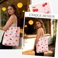 thumbnail image 7 of Ayieyill Corduroy Tote Bag for Women Girl Canvas Shoulder Cord Purse with Inner Pocket (Cherry Bow), 7 of 7