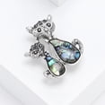 thumbnail image 3 of Beaut&Berry Vintage Abalone Shell Cat Brooches for Women Unisex Dragonfly Butterfly Swan Pins Casual Accessories Gifts, 3 of 7