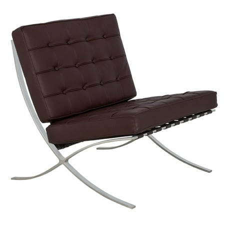 Modern Modern Chair Couch Sofa - High Quality Leather with Stainless Steel Frame - in Color Dark