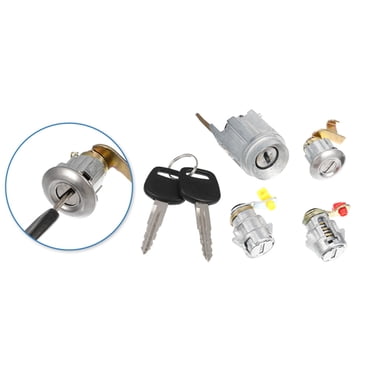 Ford Ignition Lock Cylinder & Door Lock Cylinder Set With 2 Logo Keys - Strattec/OEM Quality