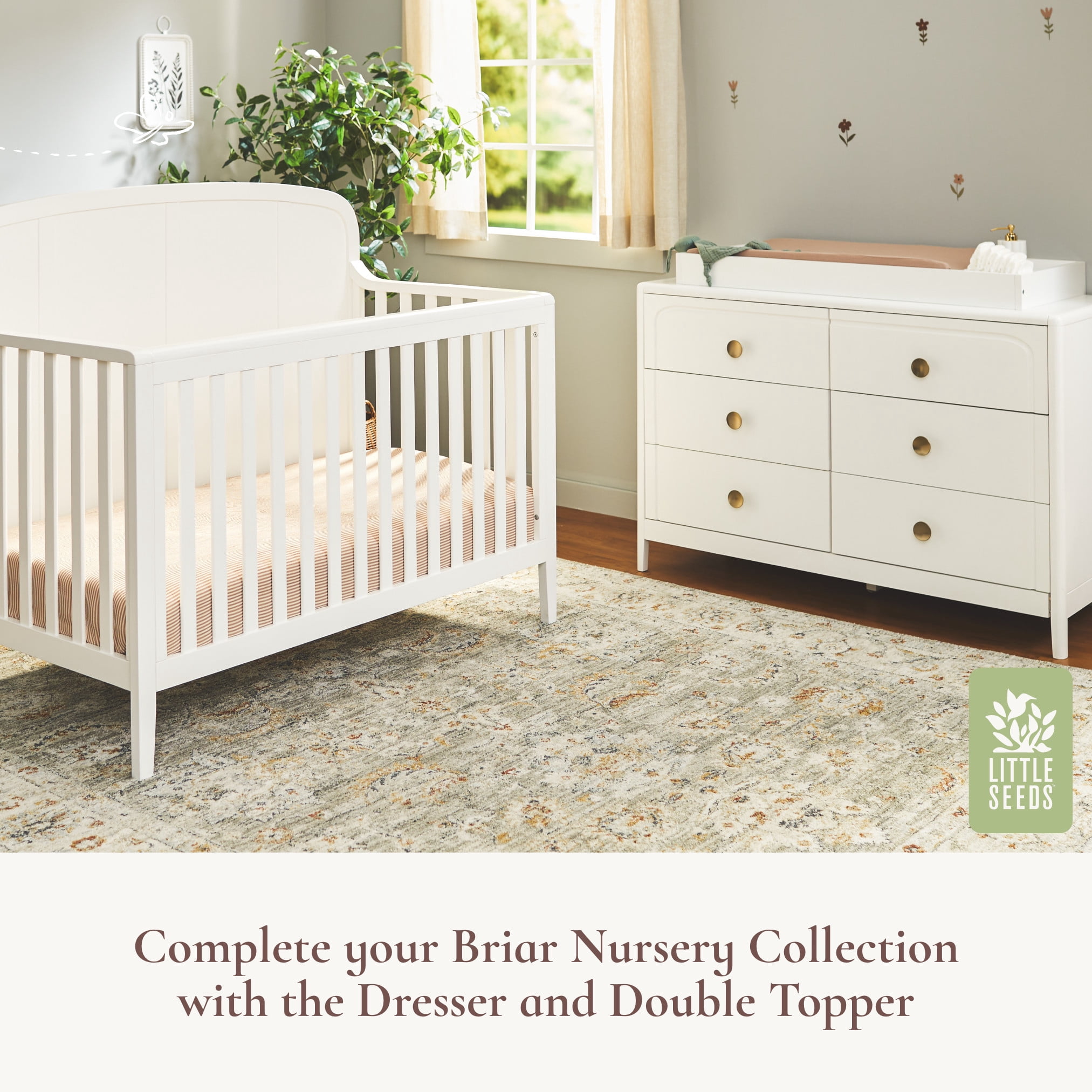 Little Seeds Briar 6-in-1 Convertible Crib , Bottle Green