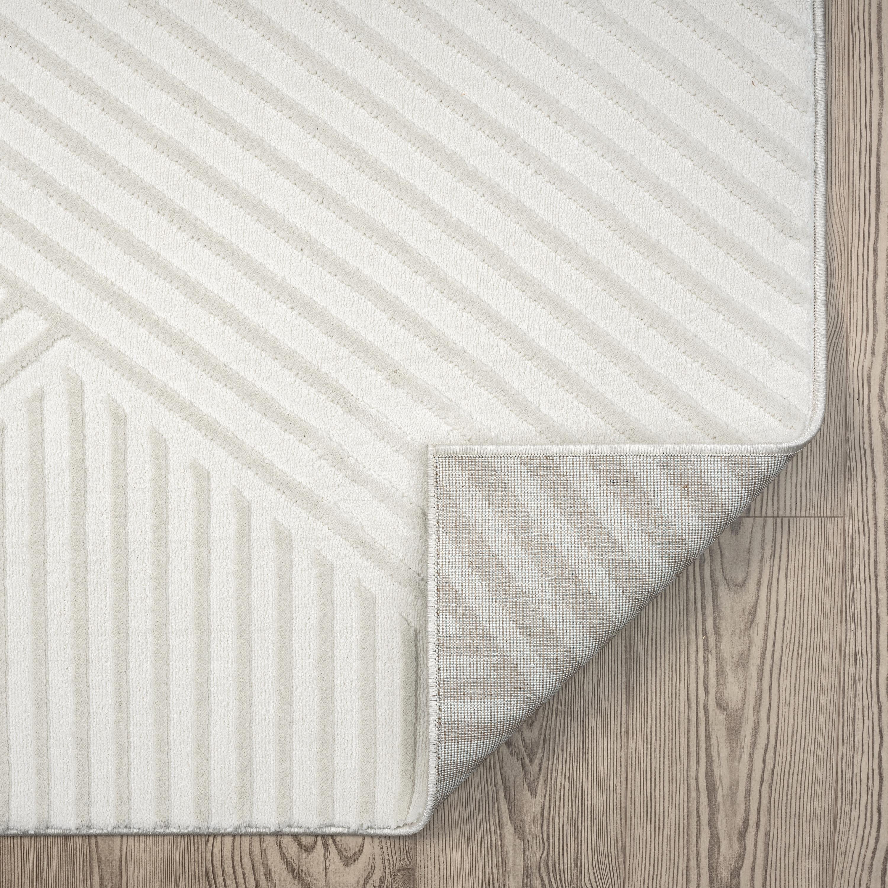 Abani Neutral Collection Area Rug Mid Century Modern Bedroom Living Room Decor Floor Rug 5 x 8 Cream
