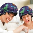 thumbnail image 6 of Shower Caps,Space Dinosaurs Astr Dino Pattern Waterproof Shower Cap for Women 4 Pieces,Double Reusable Hair Cover for Shower PEVA Elastic Stretch Hem, 6 of 7