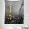 thumbnail image 1 of Black and White Tapestry, Panoramic Paris City View with Eiffel Tower and Buildings France, Fabric Wall Hanging Decor for Bedroom Living Room Dorm, 5 Sizes, Earth Yellow and Grey, by Ambesonne, 1 of 1