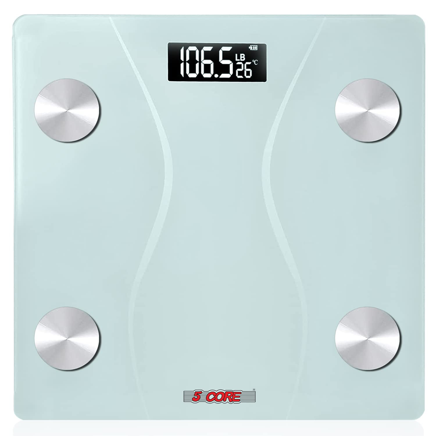 5 Core Digital Bathroom Scale for Body Weight Fat Smart Bluetooth  Rechargeable