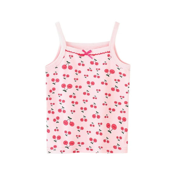 KAUOD Girl’s Sleeveless Tank Top Cherry Printed Casual Spaghetti Strap Camisole 2025 Summer Cotton Ballet Camisoles Tops
