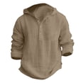 thumbnail image 3 of Teen Boys Soft Cotton Hooded Shirts Casual Long Sleeve Button down Shirt for Kids Summer Comfy Tops with Pocket Plain Clothes, 3 of 4