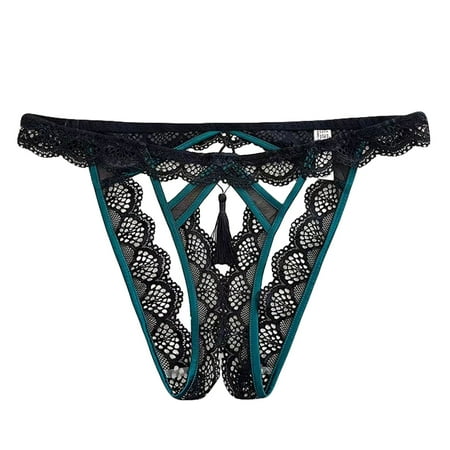 

Knosfe Womens Thong Underwear Lace Low Rise Seamless Underwear Hollow Out Panties Green S