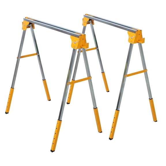 2PACK Adjustable Height Sawhorse,Folding Portable Saw Horses ,Heavy Duty Steel Sawhorse for Garage, Workshop, Fully Assembled