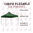 thumbnail image 2 of Toldo Carpa Plegable Reforzada sin Paredes 2x2 m Color Verde, 2 of 5