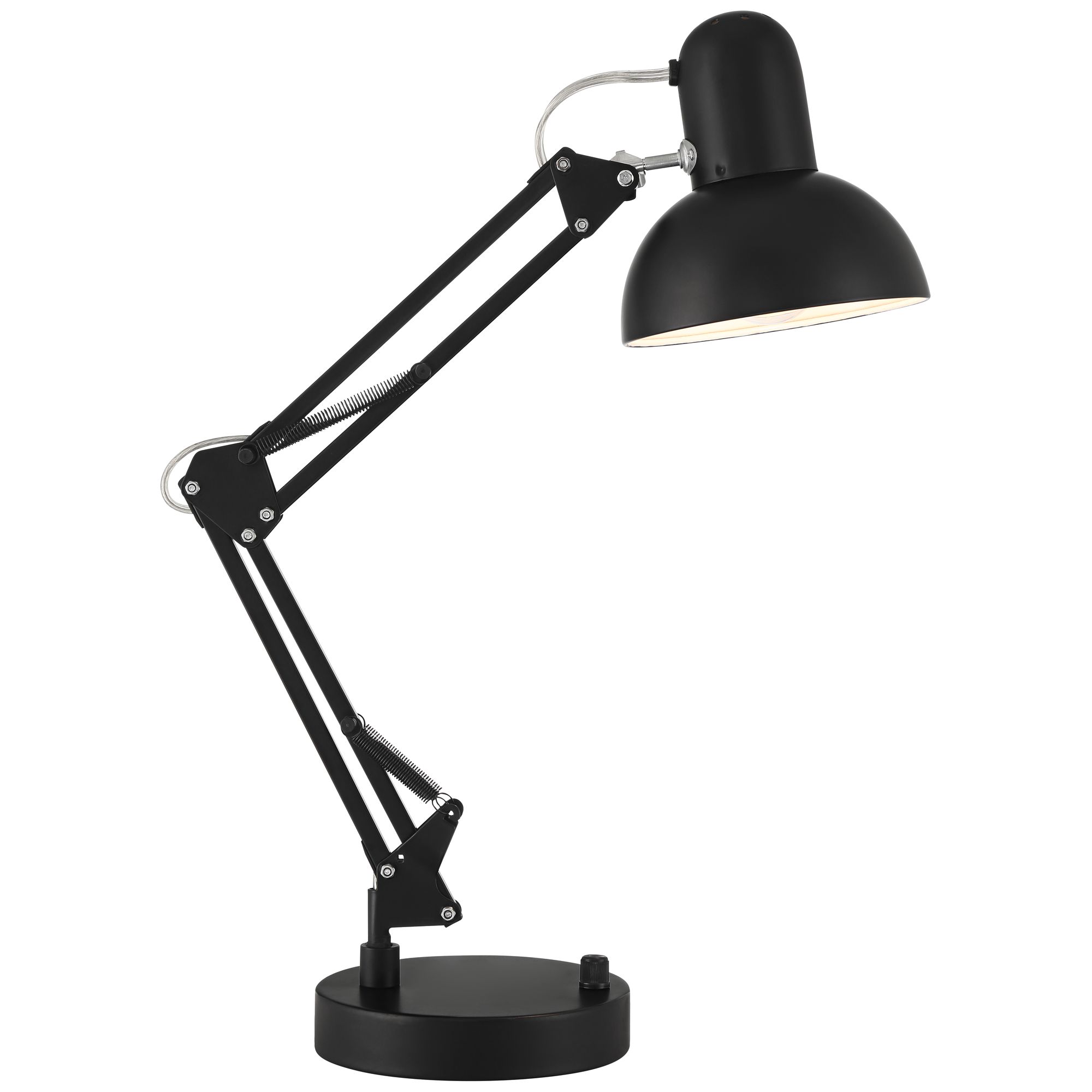 360 Lighting Wyatt 25" High Modern Desk Lamp USB Port Architect Adjustable Height Black Finish Metal Single Home Office Charging