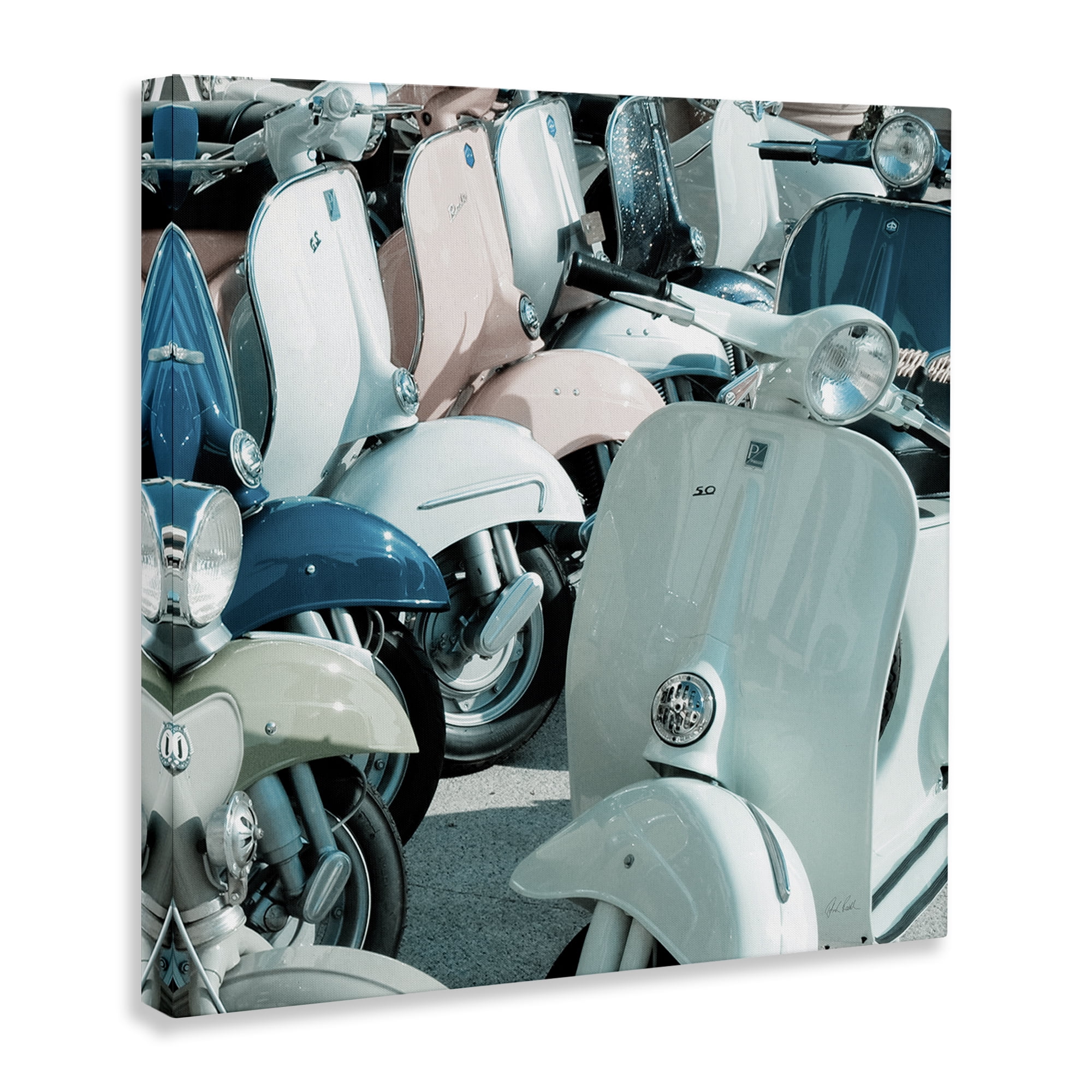 Stupell Industries Lined Up Italian Scooters Transportation Photography Wrapped Canvas Art Print Wall Art, 24 x 24