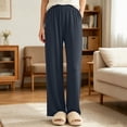 thumbnail image 2 of SHTXOZHI Breathable Pants for Girls Elastic Waist Loose Lightweight Loungewear Soft Solid Color Wide Leg Pants, 2 of 7