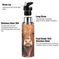 thumbnail image 3 of Highland Cow Hearts and Flowers Valentine Sports Bottle with Straw Stainless Steel Water Jug Portable Thermal Cup Leak-proof 1000ML, 3 of 9