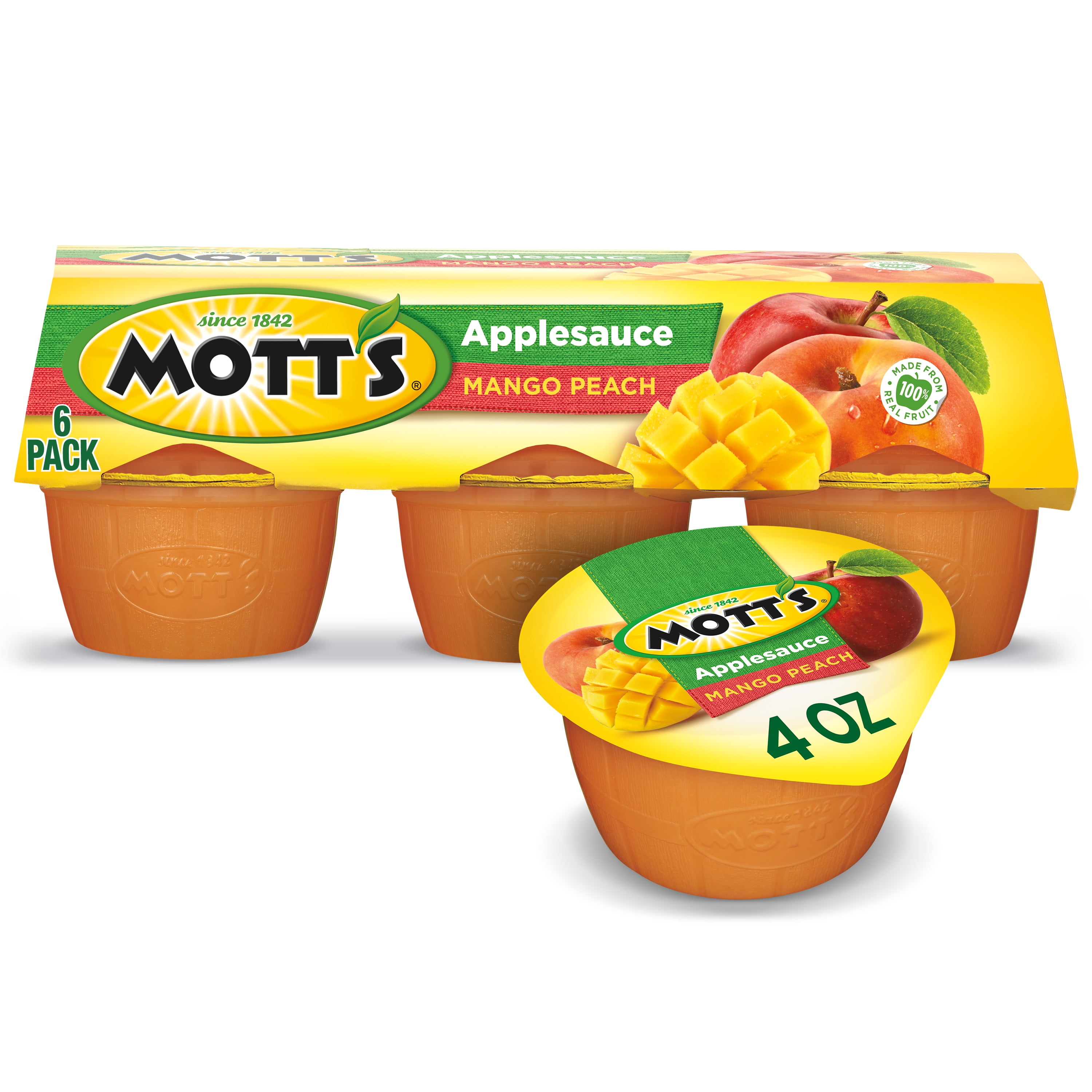 Mott's Mango Peach Applesauce, 4 oz, 6 Count Cups