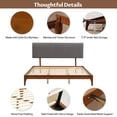 thumbnail image 3 of King Size Solid Dry Bamboo Wood 12 Inch Platform Bed, with Gray Curved Upholstered Adjustable Headboard, Easy Assembly, 3 of 8