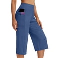 thumbnail image 2 of WPPGONE Capri Pants for Women with pockets Strectch Tummy Control High Elastic Waisted Comfortable Cropped Bottoms Yoga Outdoor Sports Gym Trousers, 2 of 9