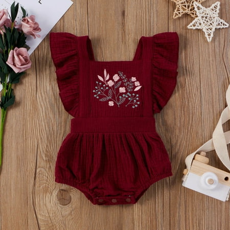 

Child dress Infant Girl Summer Flowers Print Ruffled Flying Sleeve Fashion Jumpsuit+Headwear Fragarn