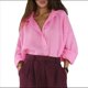 thumbnail image 1 of Camisas de de Algodón de Larga con Botones para Mujer, Blusas Informales con Cuello, Corte Holgado. Rosa L, 1 of 10