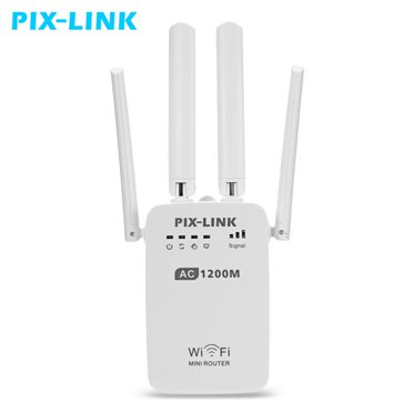 PIX-LINK 1200Mbps Dual Band WiFi Range Extender Repeater, Wireless Signal Booster, 360 Degree Full Coverage Signal Amplifier with 4 Antennas