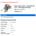 thumbnail image 2 of Blower Motor Switch - Compatible with 1974 - 1980 Dodge Ramcharger 1975 1976 1977 1978 1979, 2 of 2