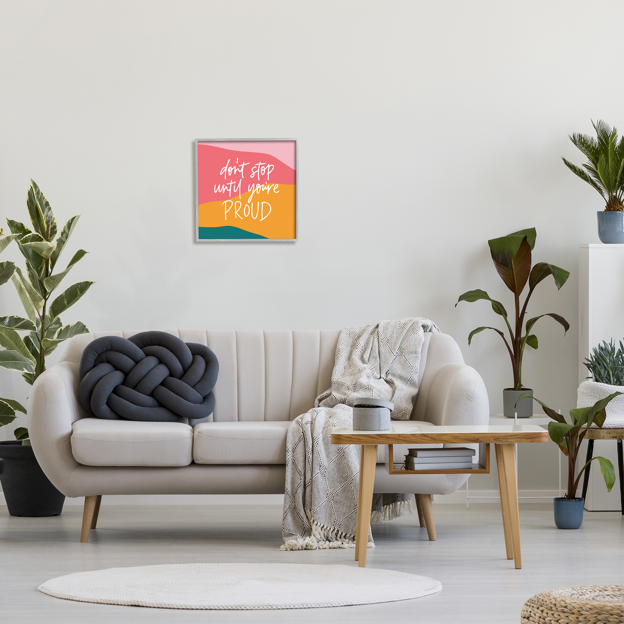 Dont Stop Until Youre Proud Phrase Abstract Pattern 12 in x 12 in Framed Painting Art Prints, by Stupell Home Décor