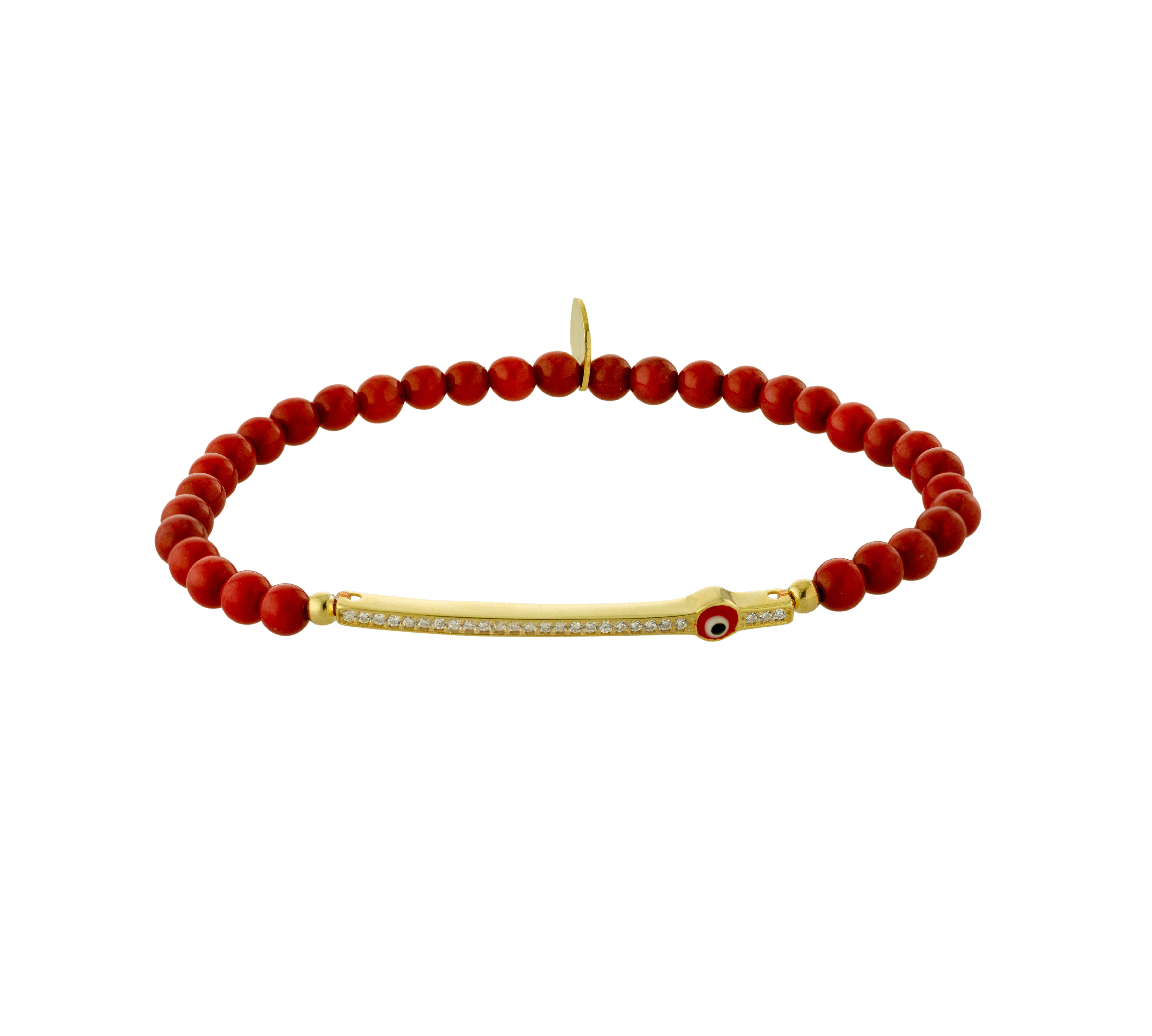 6'' with 1'' Extender Gold Finish Ivory Enamel Bar with Red Flowers Bracelet 