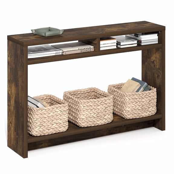 Furinno VIOLA 3-Tier Narrow Console Table Extra Thick Frame Amber Pine