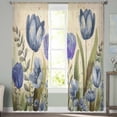 thumbnail image 2 of Blue Purple Spring Floral Sheer Curtains 96 Inches Long 2 Panels Set, Window Sheer Curtains for Living Room/Bedroom, Summer Botanical Tulip Vintage Light Filtering Rod Pocket Curtain 52'' x 96'' x 2, 2 of 7