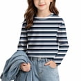 thumbnail image 4 of Ashirexll Girls Long Sleeve Shirts Gradient Striped Print Long Sleeve Casual Top for Big Girls 3-14 Years, 4 of 7